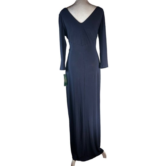 LAUREN RALPH LAUREN NEW Sz 6 Womens Navy Blue Formal Evening Gown Maxi Dress - Picture 7 of 15